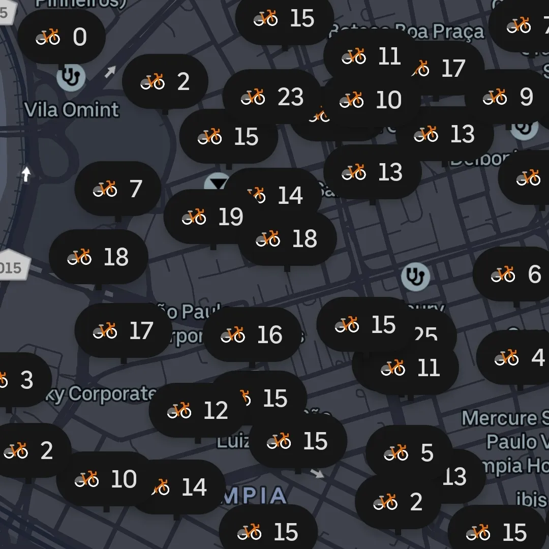 Screenshot of Itau Bike Share Availability in Sao Paulo