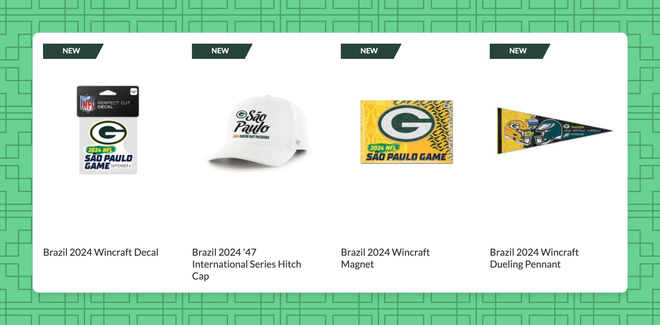 PackersProShop.com screenshot of Brazil Game Items For Sale